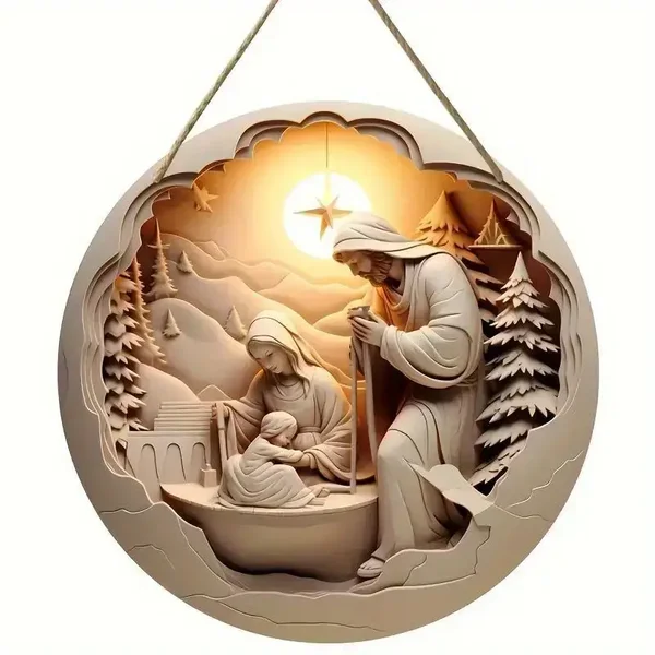 Houten hanger Maria met kind