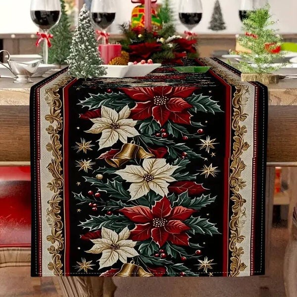 Mooie tafelloper kerststerren /Uitverkoop, laatste exemplaar.