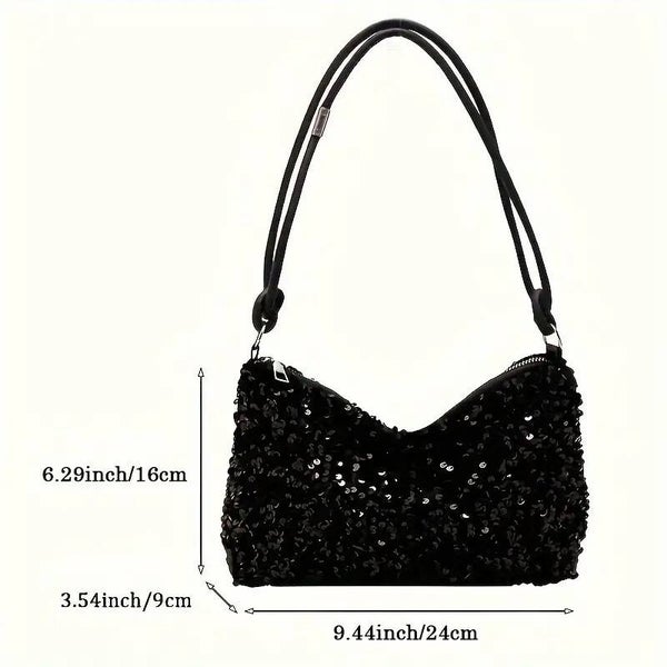 Pailletten avondtas zwart