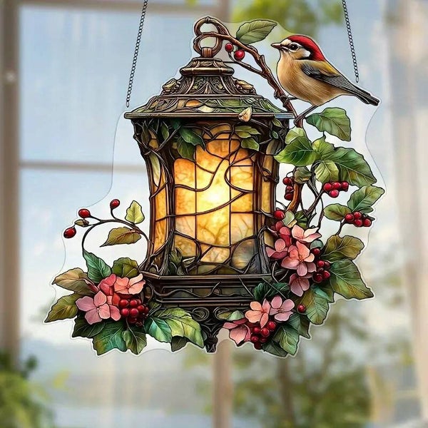 Raamhanger brandende lantaarn