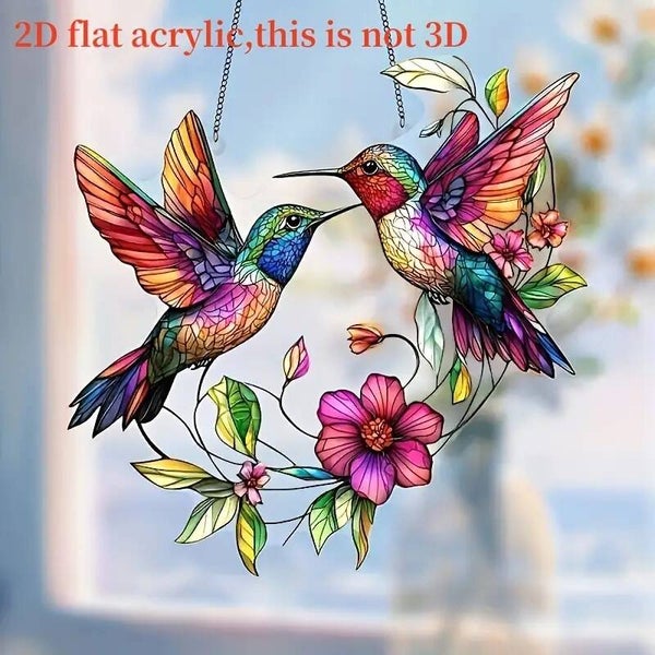 Raamhanger 2 vogels op bloem