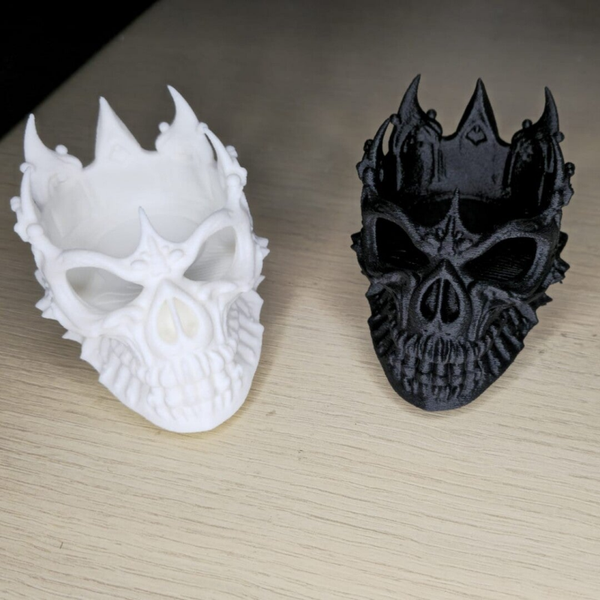 Totenkopf LED Teelichthalter Weiß Schwarz