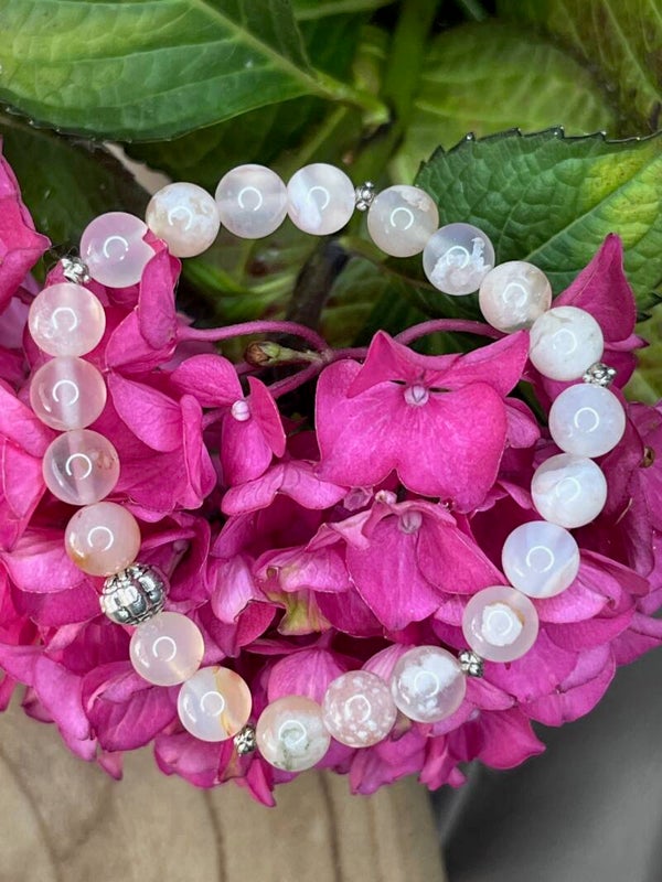 Bracelet agate fleur de cerisier