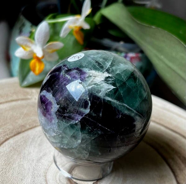Sphère en fluorite snowflakes