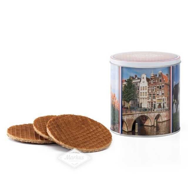 10 Traditionele stroopwafels in blik. Thema: Holland