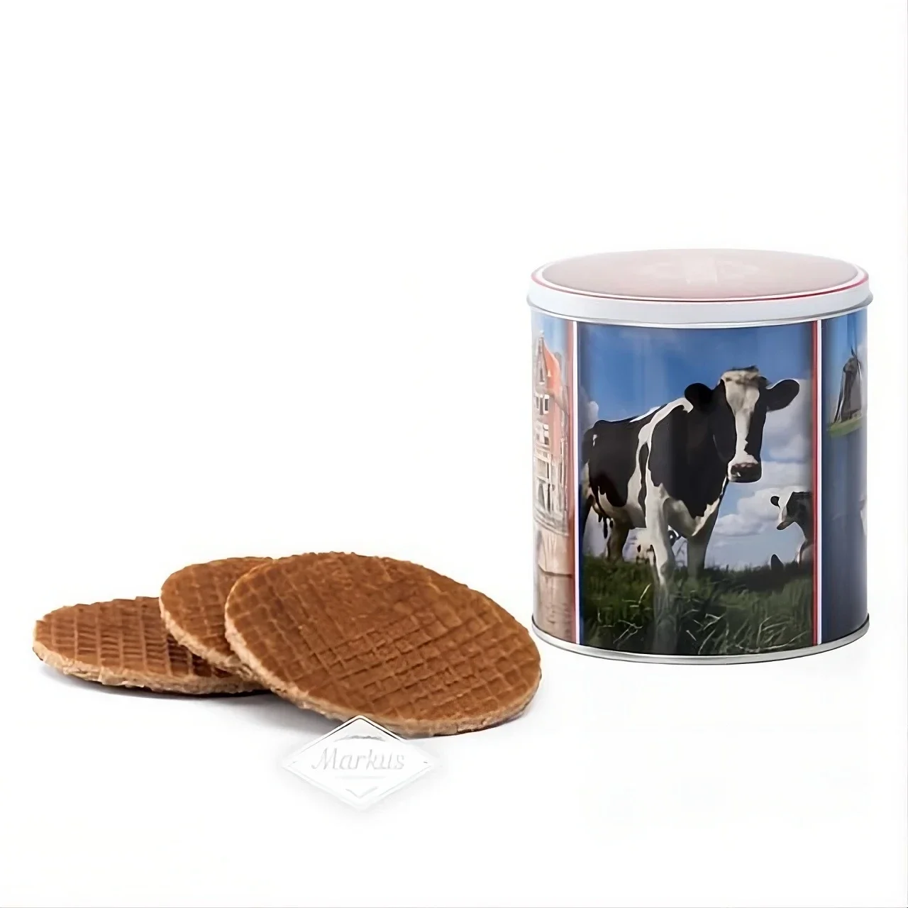 10 Traditionele stroopwafels in blik. Thema: Holland