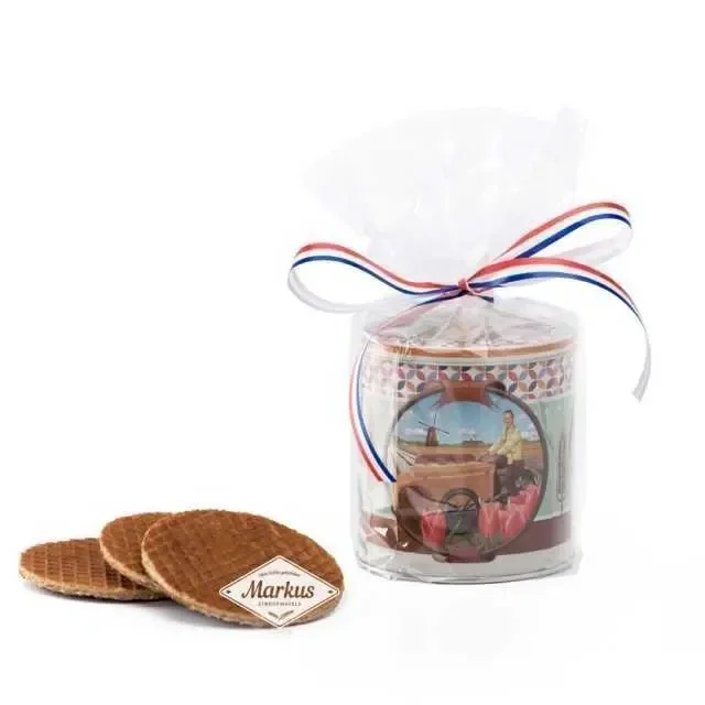Stroopwafel relatiegeschenk met blik en thee van Markus & Markus