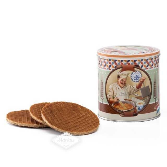 10 Traditionele stroopwafels in blik. Thema: Retro