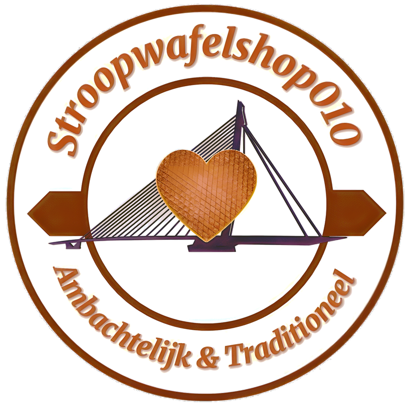 Logo van Stroopwafelshop010 met brug en hartvormige stroopwafel