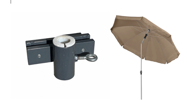 Sonnenschirmhalter + Sonnenschirm