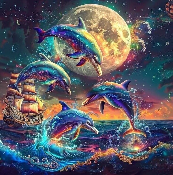 La dance des dauphins 70x70
