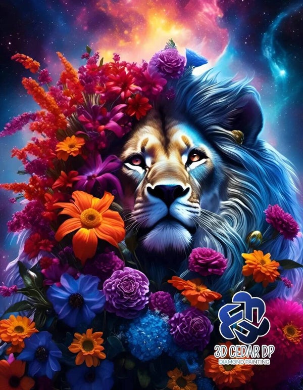 Lion des fleurs 70X80