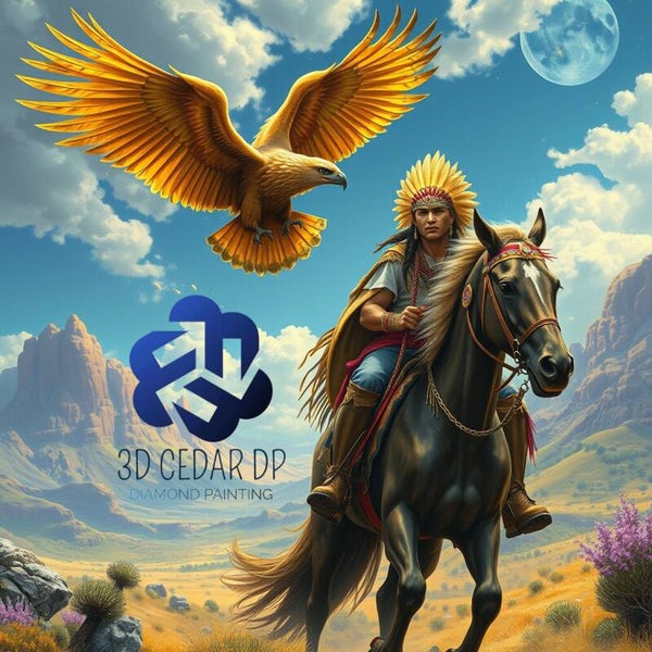 L'indien et son aigle 60x60
