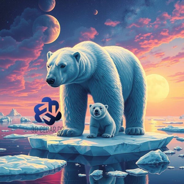 Famille d'ours polaire 60x60