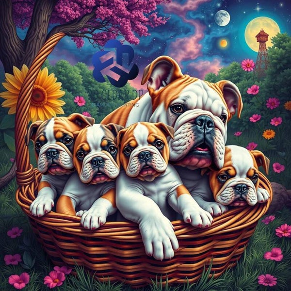 Famille bouledogue anglais 70x70