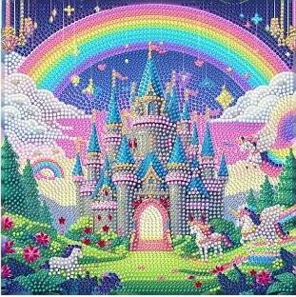 Château arc en ciel 25x25 rond