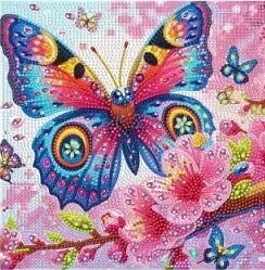 Papillon en folie 25x25 rond
