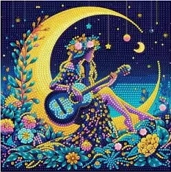 Femme guitare 25x25 rond