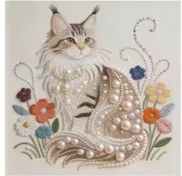 Chat maine coon 25x25 rond