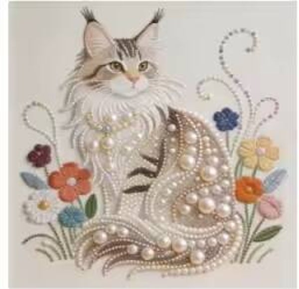 Chat maine coon 25x25 rond