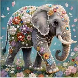 Éléphant majestueux 25x25 rond