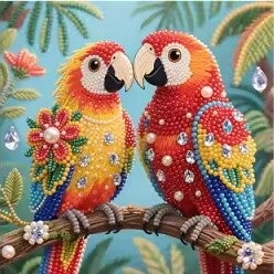 Couple de perroquet 25x25 rond