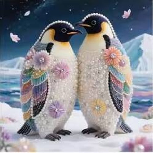 Couple de pingouin 25x25 rond