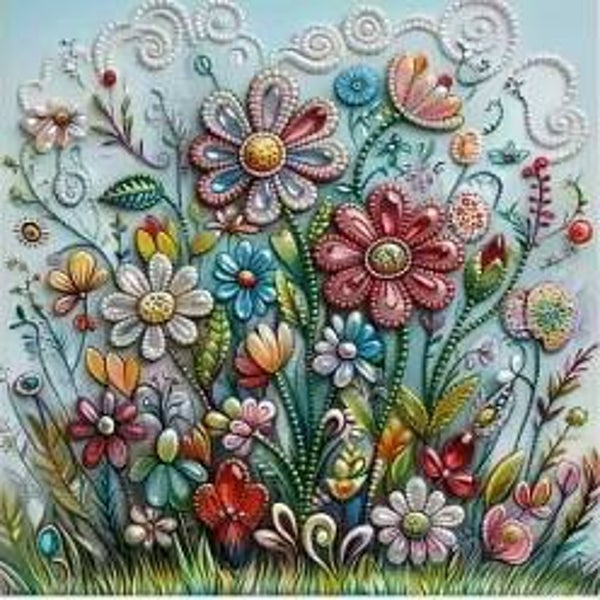Bouquet de fleurs 25x25 rond