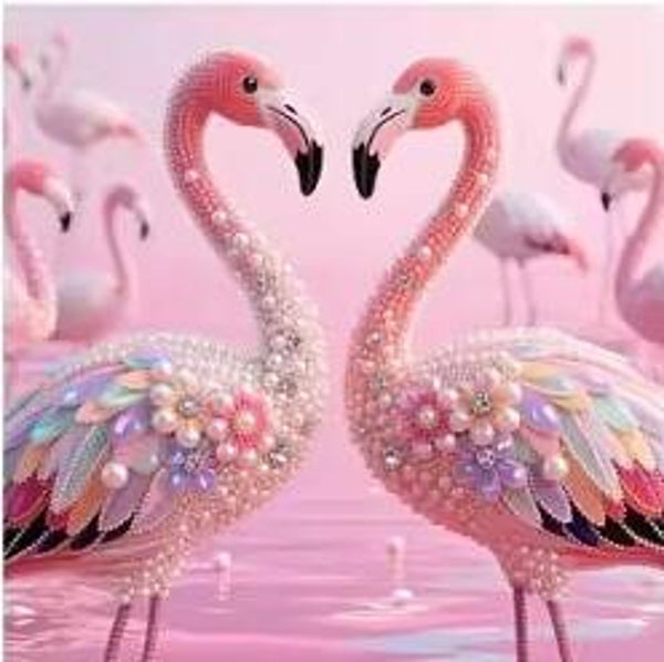 Flamants rose 25x25 rond