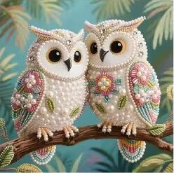 Couple de hibou 25x25 rond