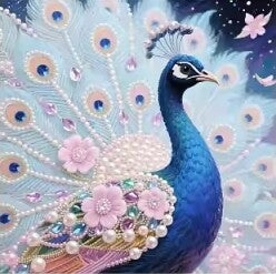 Paon bleu 25x25 rond