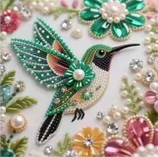 Oiseau papillon en 25x25 rond