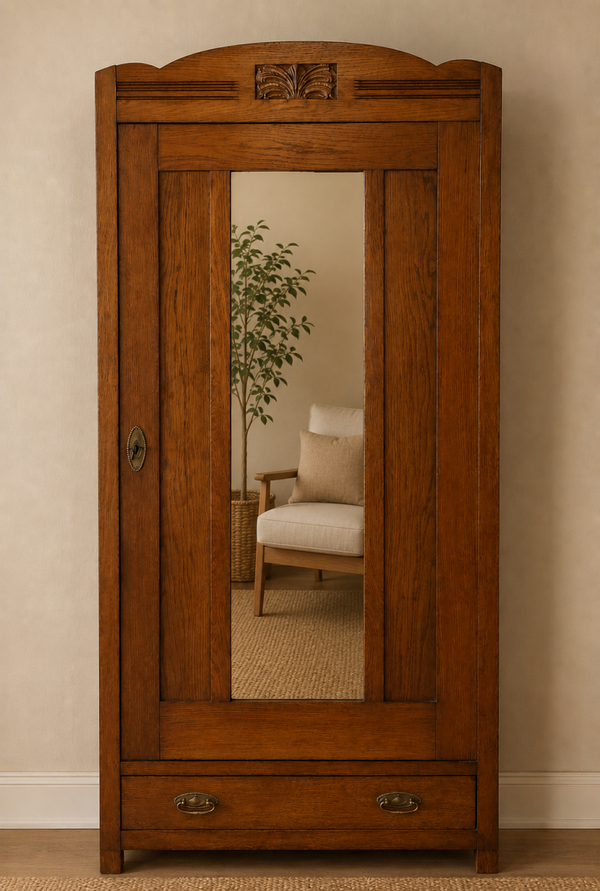 Eiken art-deco spiegelkast