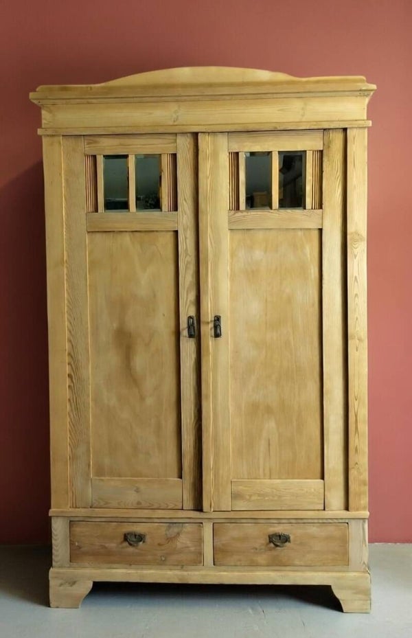 Demontabele grenen linnenkast kledingkast spiegelkast