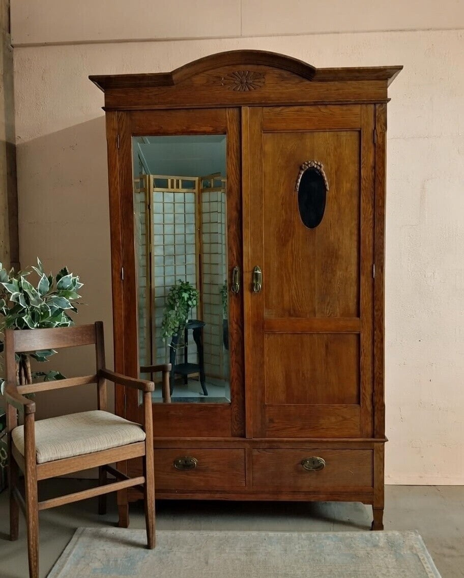 Demontabele eiken spiegelkast servieskast buffetkast