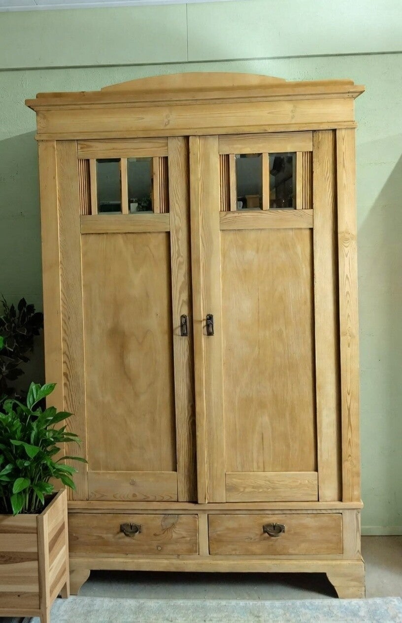 Demontabele grenen linnenkast kledingkast spiegelkast