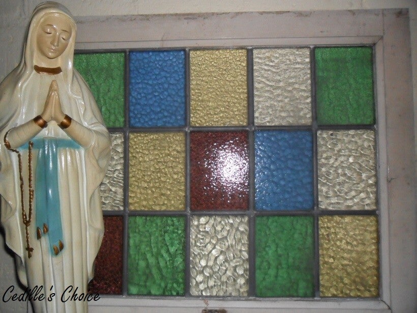 Kleurrijk glas in lood raam (68 x 56 cm)