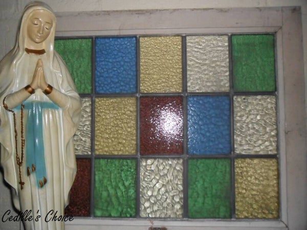 Kleurrijk glas in lood raam (68 x 56 cm)