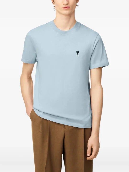 T-shirt Bleu Ciel Ami De Coeur Noir Coton