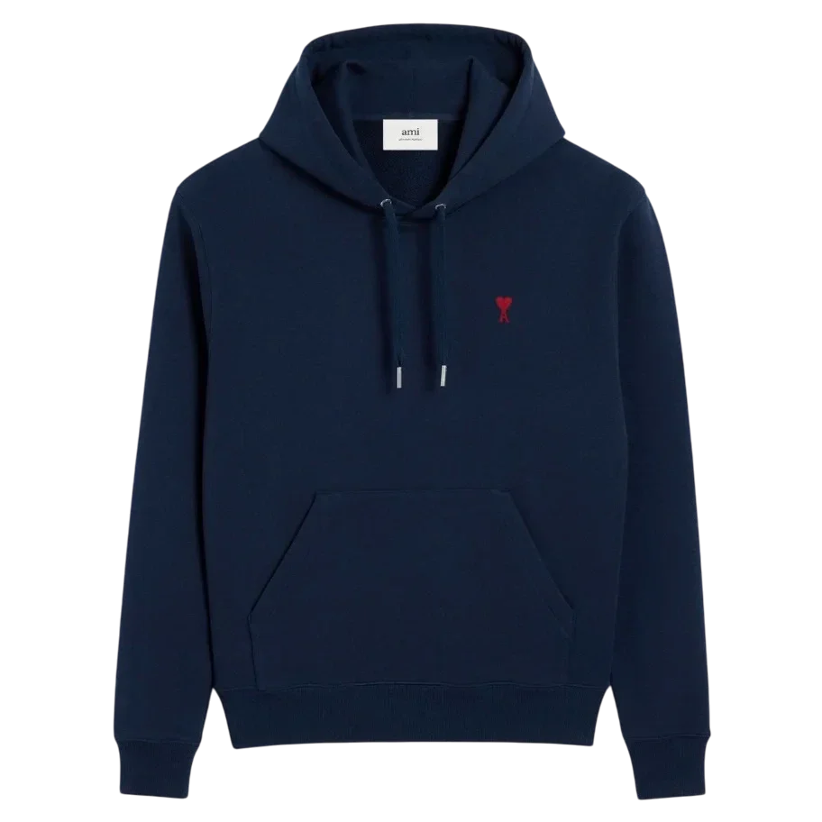 Hoodie Bleu Marine Ami de Coeur Rouge Coton