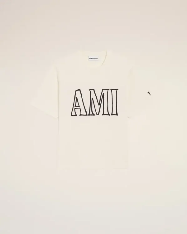 T-shirt Ami Imprimé Crème Coton