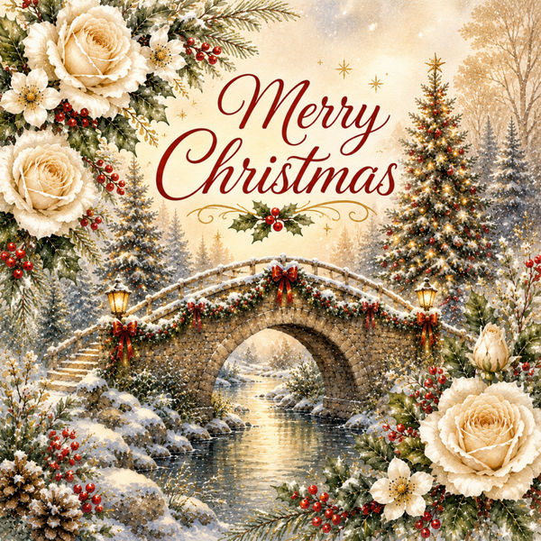 Christmas over a bridge.