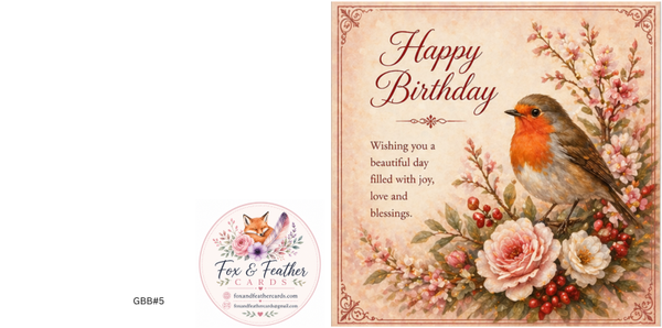 Garden Birds Birthday#5/6/7/8/9/26/35-Robin