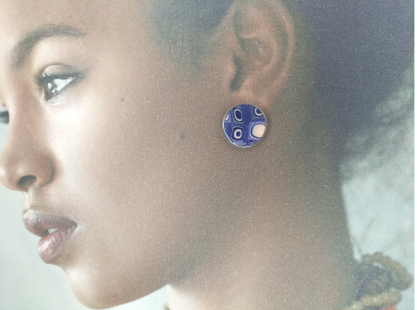 Boucles d'oreilles Bleu  et Corail BO3B