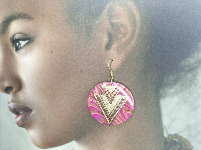 Boucles d'oreilles Agate rose BO47B