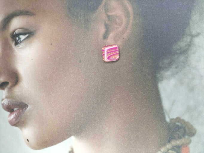 Boucles d'oreilles Agate rose BO47D