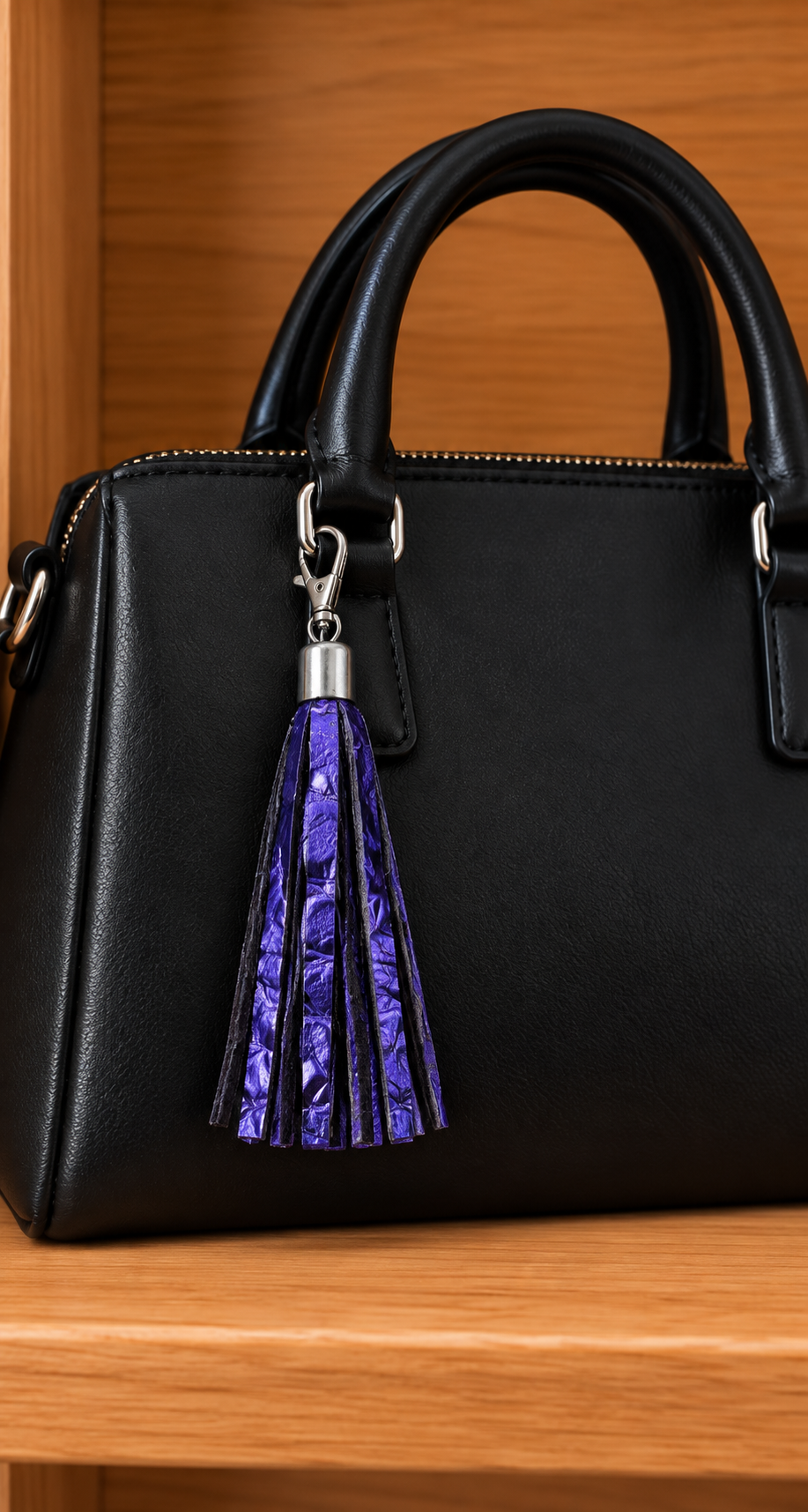 Pompon cuir violet POM8