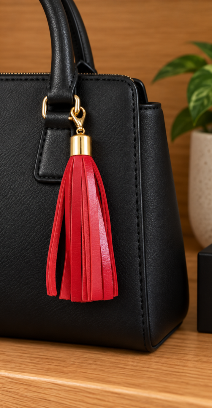 Pompon cuir rouge POM14