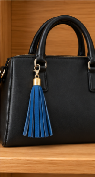 Pompon cuir bleu POM7