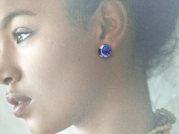 Boucles d'oreilles Bleu  et Corail BO3